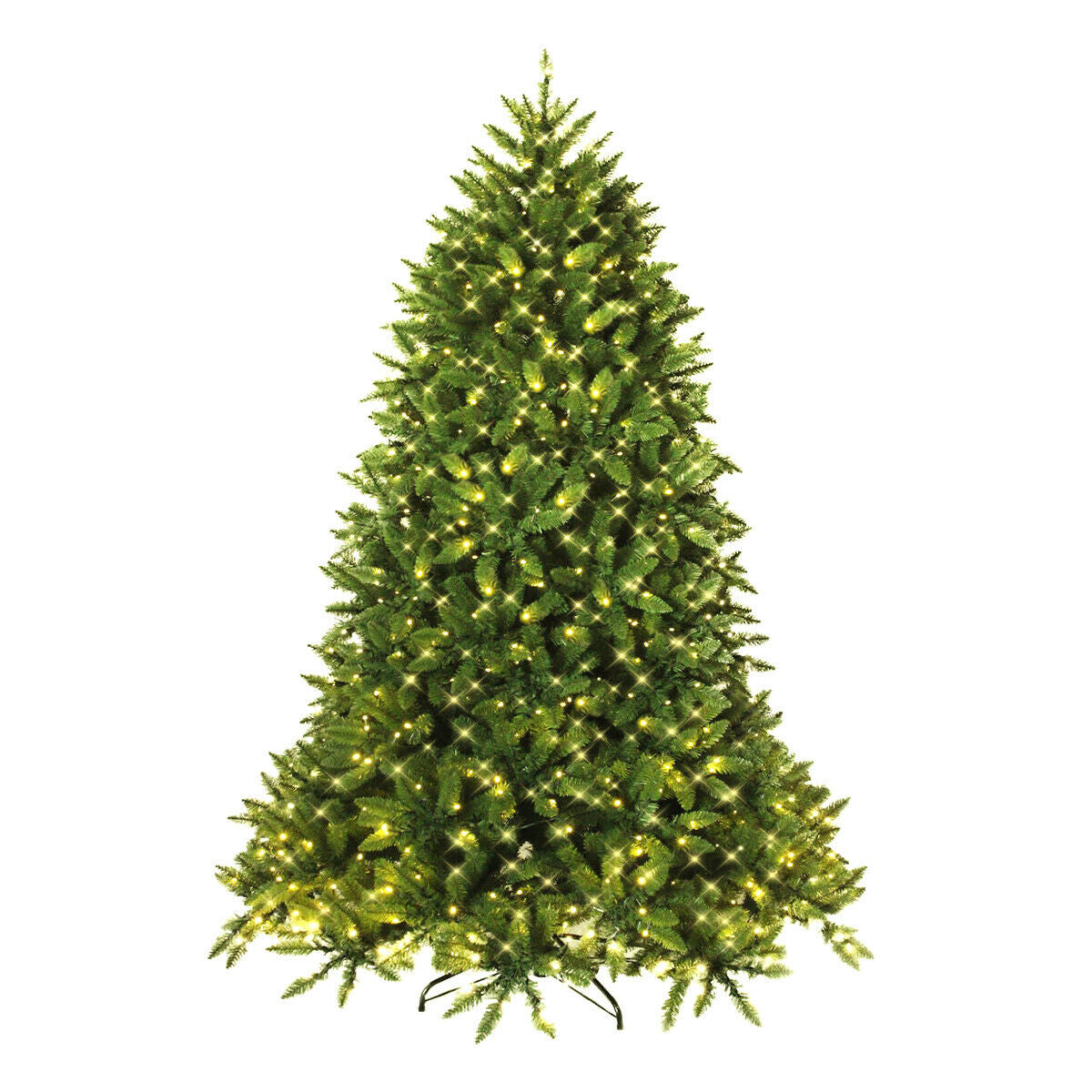 7.5 Feet Artificial Fir Christmas Tree with LED Lights and 1968 Branch Tips