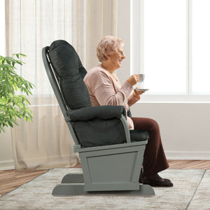 Wooden Glider with Padded Armrests -Gray