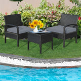 NO TAX SPECIAL, FULLY ASSEMBLED, 3 Pieces Outdoor Rattan Patio Conversation Set with Seat Cushions-Gray (Copy)