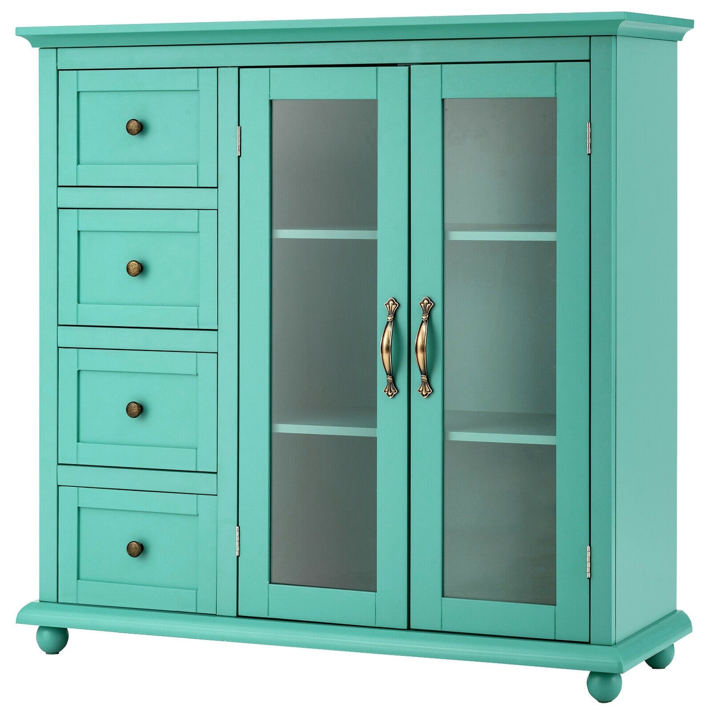 Buffet Sideboard Table Kitchen Storage Cabinet with Drawers and Doors-Green, Fully Assembled
