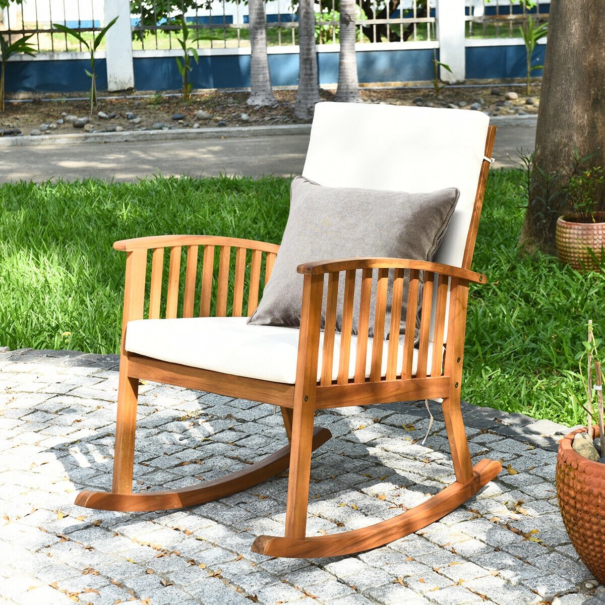 Outdoor Acacia Garden Wood Rocking Chair (Assembled)