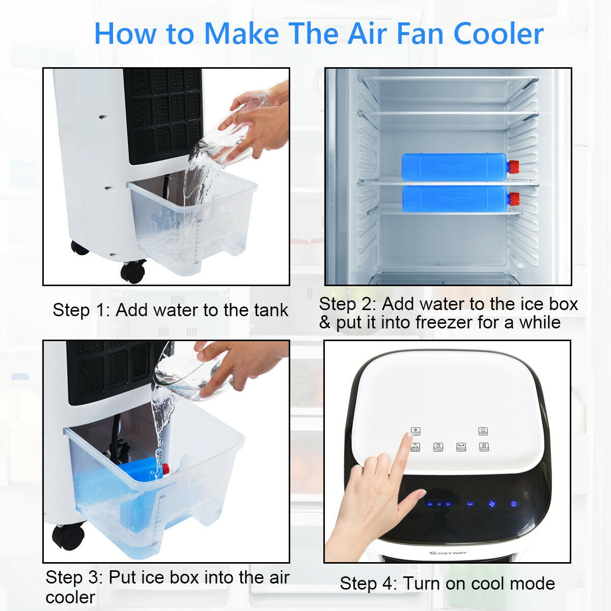 Evaporative Portable Air Cooler Fan Humidifier with Remote Control for Home and Office (Not an A/C)