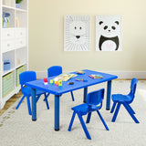 *CLEARANCEL* - 7-Piece Plastic Kids Chairs and Table - Blue (Scratch and Dent)