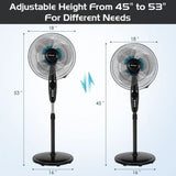 16 Inch Adjustable Height Fan with Quiet Oscillating Stand for Home and Office