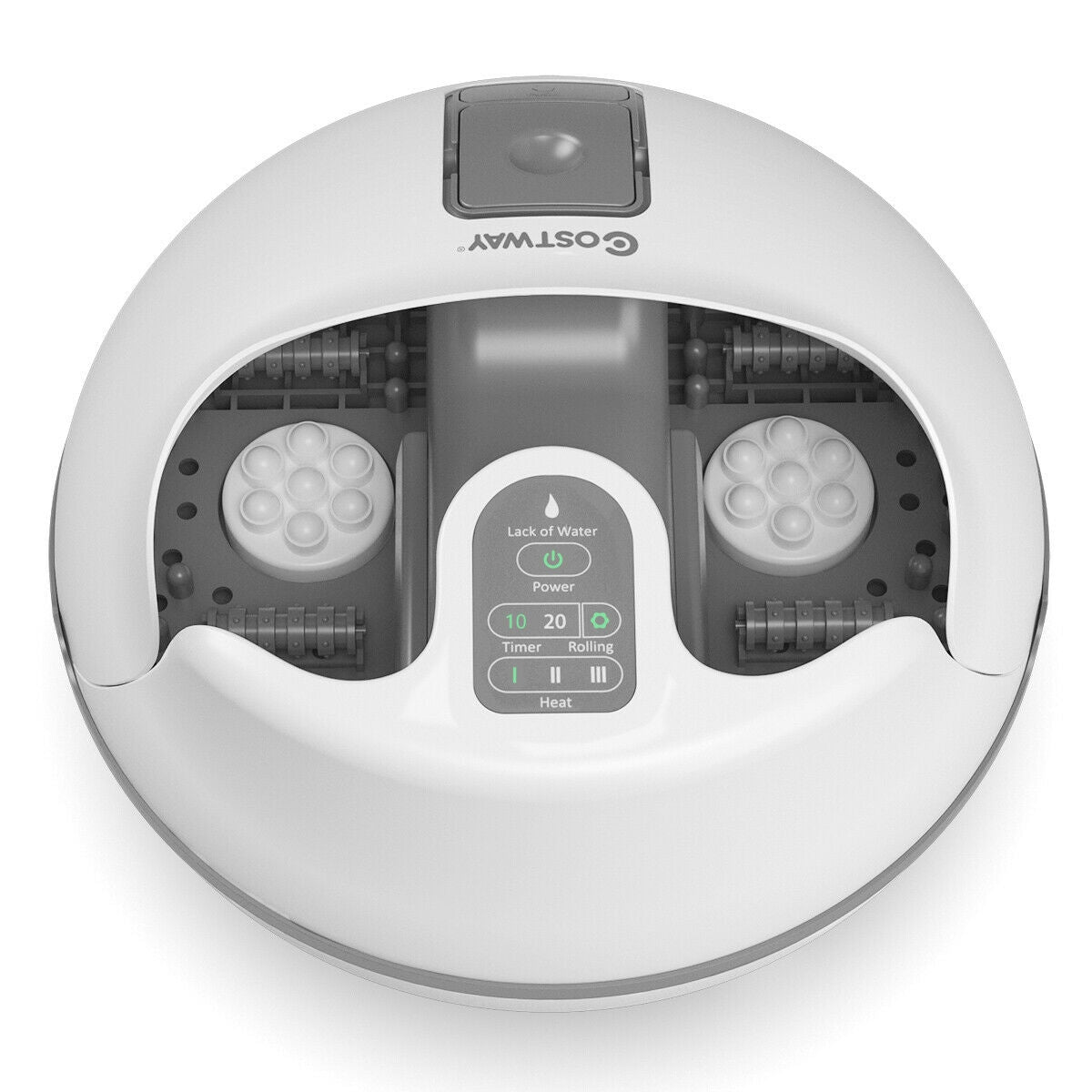Steam Foot Spa Bath Massager Foot Sauna Care with Heating Timer Electric Rollers-White/Grey