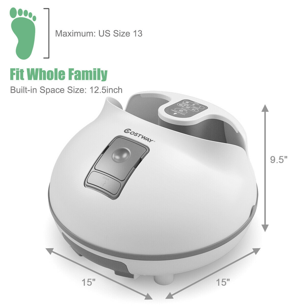 Steam Foot Spa Bath Massager Foot Sauna Care with Heating Timer Electric Rollers-White/Grey