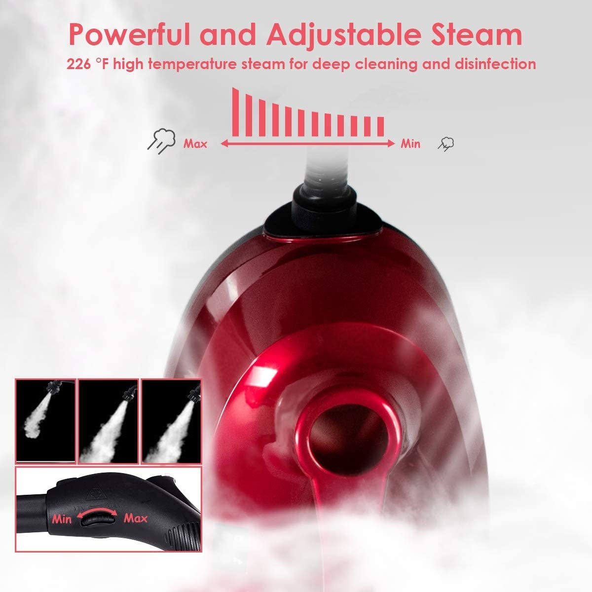 2000W Heavy Duty Multi-purpose Steam Cleaner Mop with Detachable Handheld Unit-Red, 1 box, unassembled(Copy)