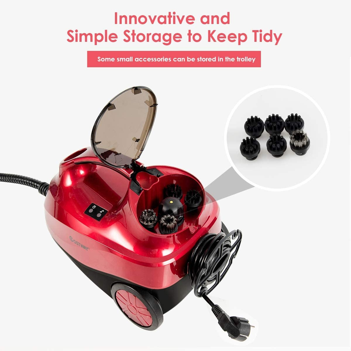 2000W Heavy Duty Multi-purpose Steam Cleaner Mop with Detachable Handheld Unit-Red, 1 box, unassembled(Copy)