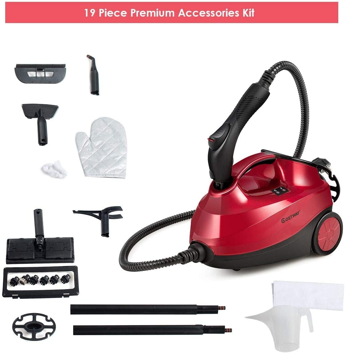 2000W Heavy Duty Multi-purpose Steam Cleaner Mop with Detachable Handheld Unit-Red, 1 box, unassembled(Copy)