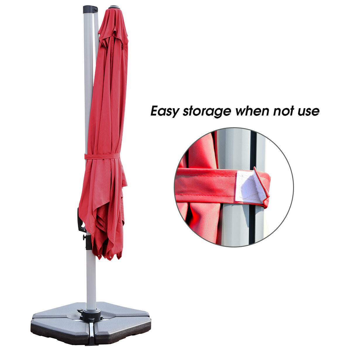 SPECIAL - 10 ft 360 Degree Tilt Aluminum Square Patio Offset Cantilever Umbrella without Weight Base-Burgundy