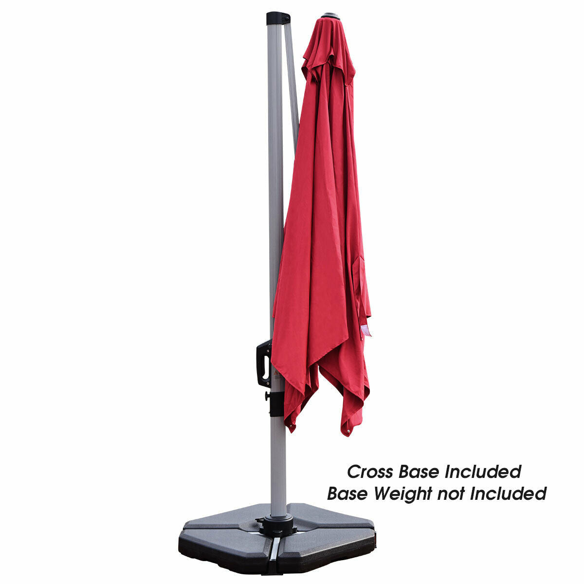 SPECIAL - 10 ft 360 Degree Tilt Aluminum Square Patio Offset Cantilever Umbrella without Weight Base-Burgundy