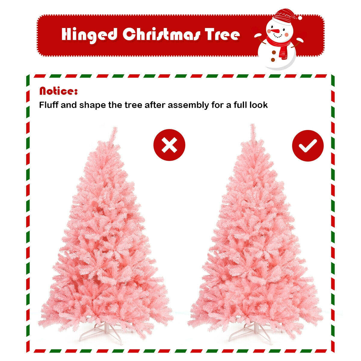 6 Feet Pink Artificial Hinged Spruce Full Christmas Tree, assembled, final sale