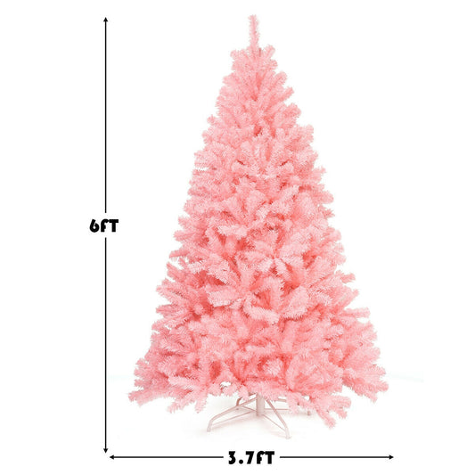 6 Feet Pink Artificial Hinged Spruce Full Christmas Tree, assembled, final sale
