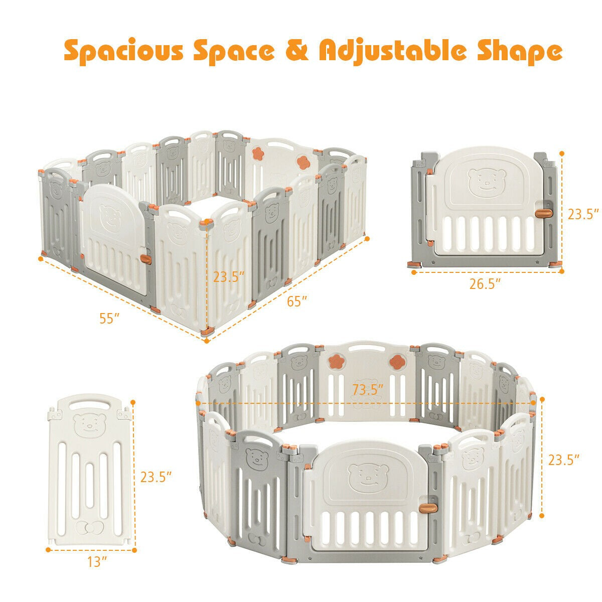 16 Panel Activity Safety Baby Playpen with Lock Door, unassembled