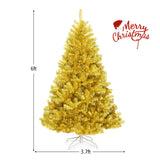 6 Feet Artificial Gold Tinsel Christmas Tree Hinged with Foldable Stand-6 ft