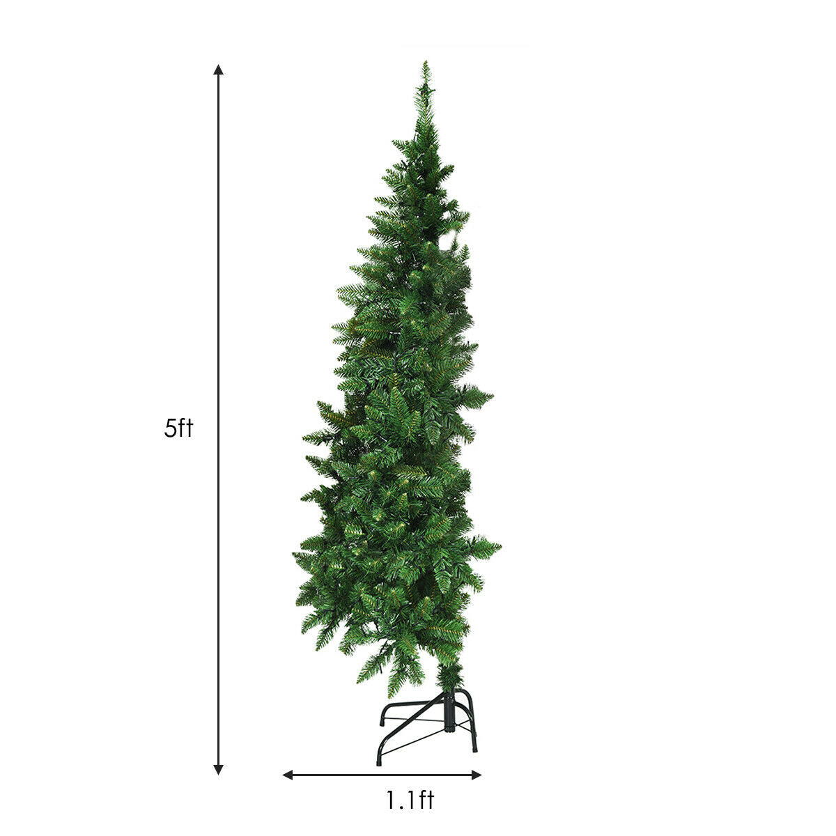 Pre-Lit Artificial Half National Christmas Tree with 8 Flash Modes-5 ft