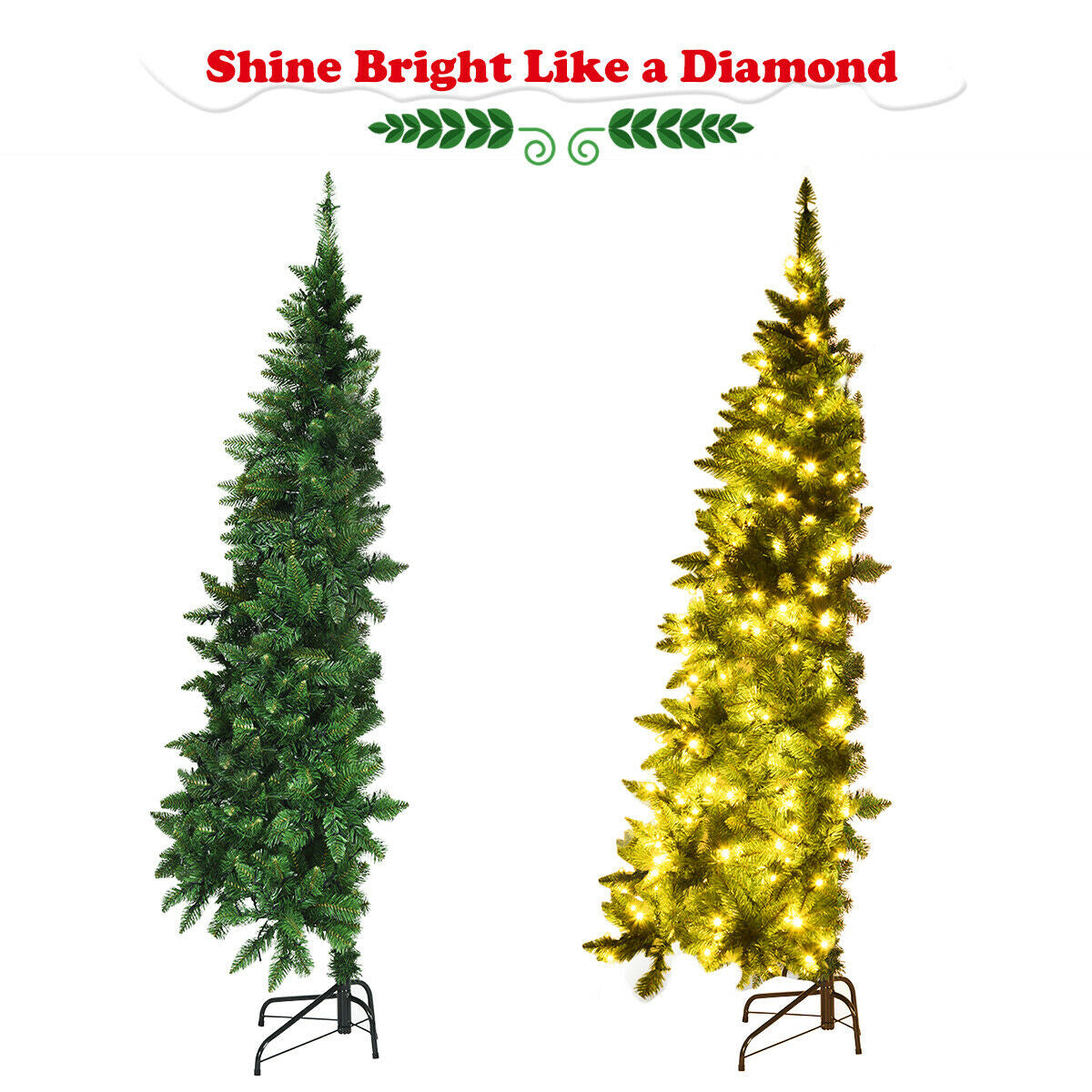 Pre-Lit Artificial Half National Christmas Tree with 8 Flash Modes-5 ft