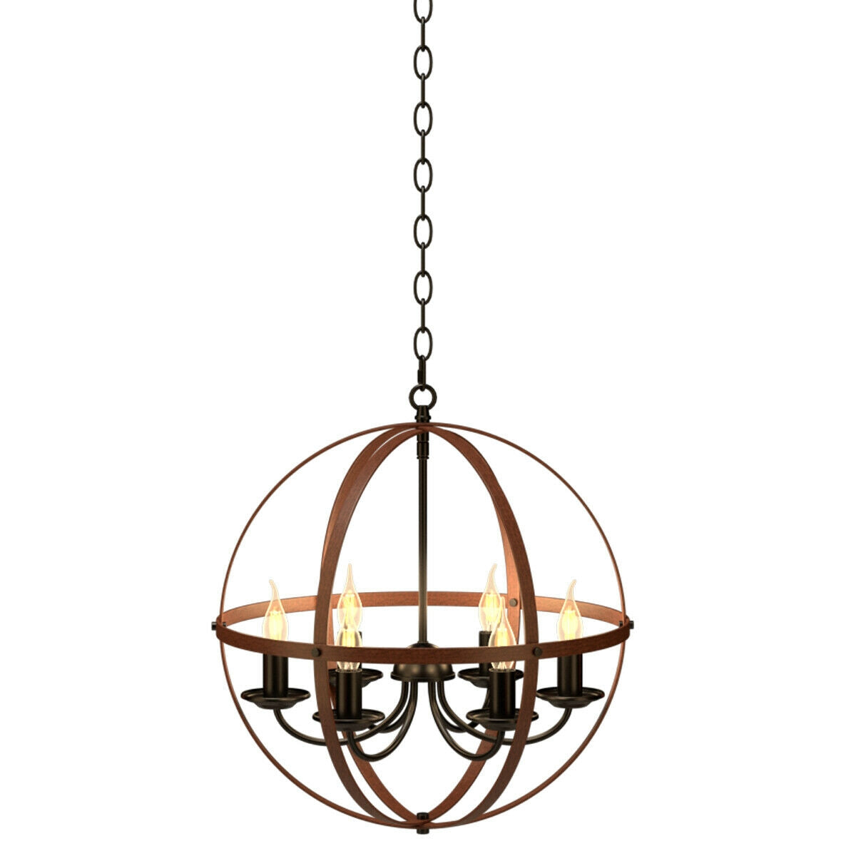 6-Light Orb Chandelier Rustic Vintage Ceiling Lamp