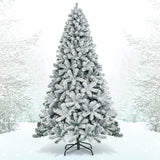 7.5 Feet Snow Flocked Hinged Artificial Christmas Tree without Lights