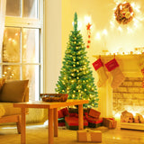 4.5 ft Pre-Lit Premium Hinged Artificial Fir Pencil Christmas Tree with LED Lights-Warm White