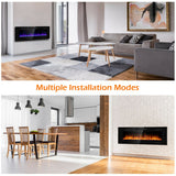 50 Inch Recessed Ultra Thin Electric Fireplace with Timer