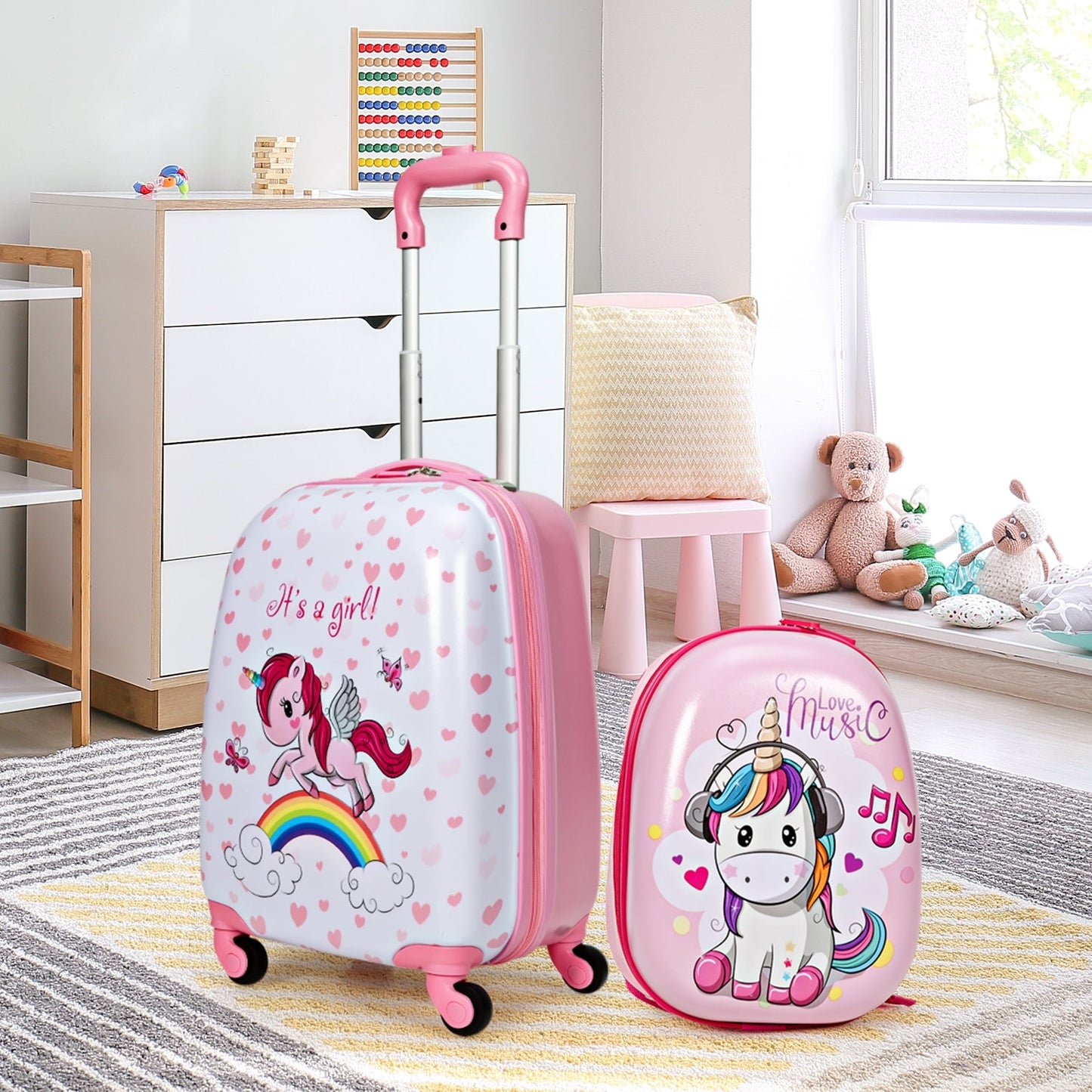2 Pieces Kids Luggage Set Lovely Unicorn