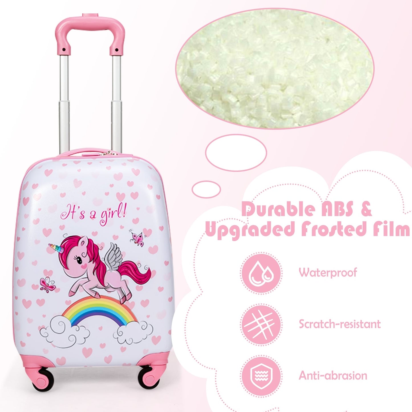 2 Pieces Kids Luggage Set Lovely Unicorn