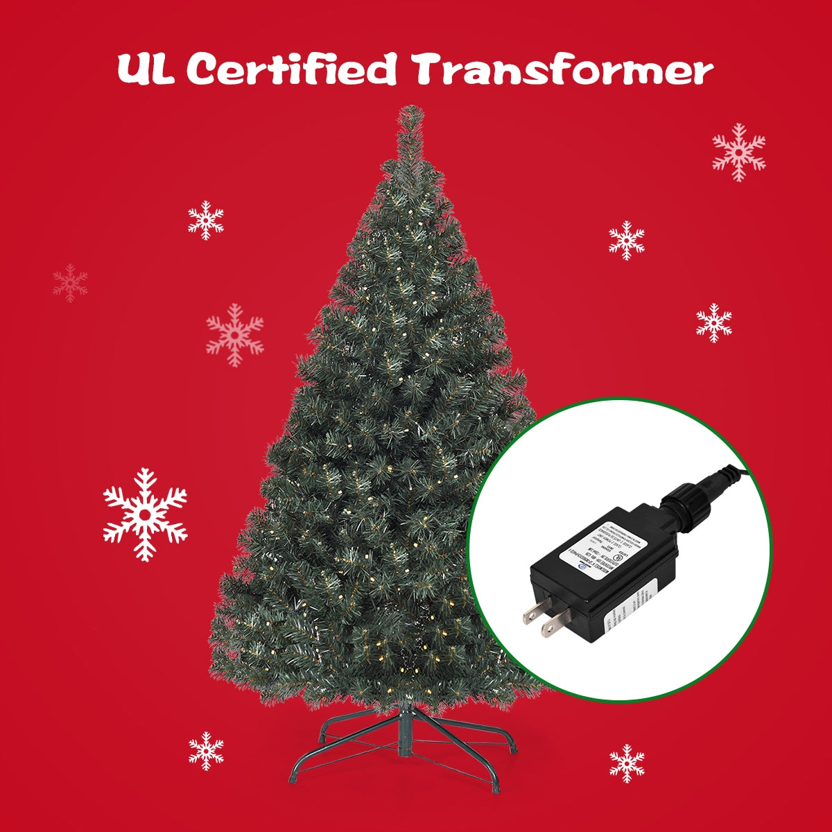 4.5 Feet PVC Pre-lit Artificial Hinged Christmas Tree, Assembled, Final Sale