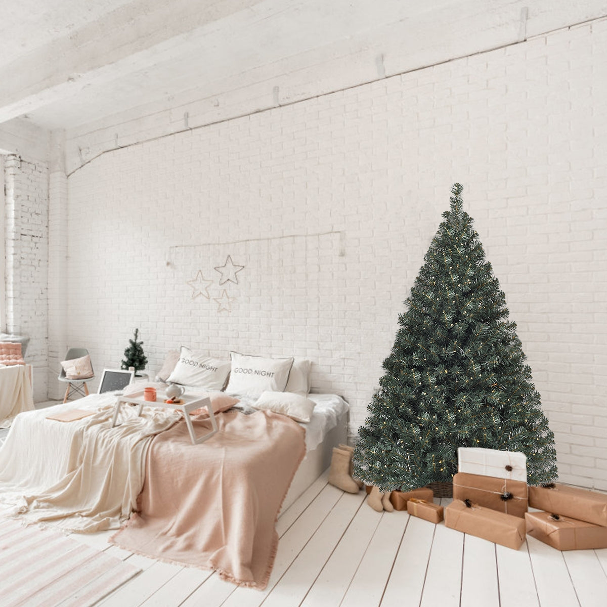 4.5 Feet PVC Pre-lit Artificial Hinged Christmas Tree, Assembled, Final Sale