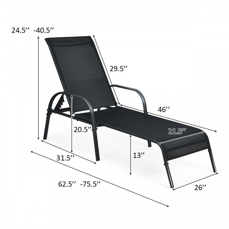 NO TAX - SPECIAL, Adjustable Patio Chaise Folding Lounge Chair with Backrest