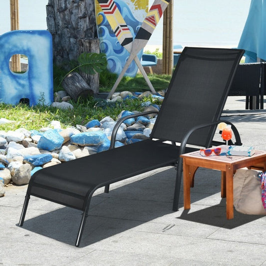 NO TAX - SPECIAL, Adjustable Patio Chaise Folding Lounge Chair with Backrest