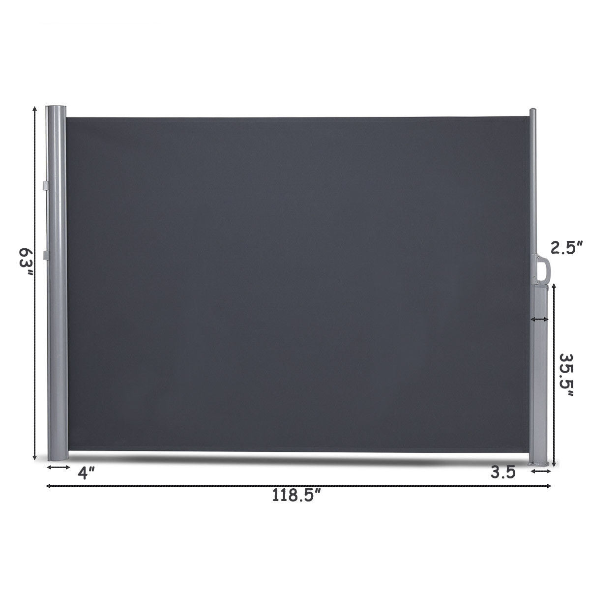 Special - Tax Free, 118.5 x 63 Inch Patio Retractable Folding Side Awning Screen Privacy Divider