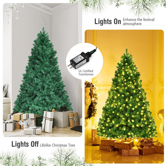 7.5 Feet PVC Artificial Christmas Tree with  warm white LED Lights