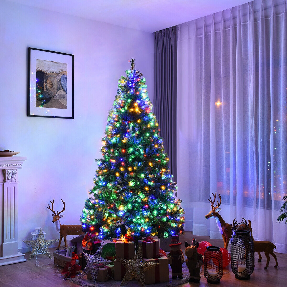 Prelit Artificial Premium Hinged Christmas Tree-7 ft