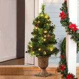 5 Feet Pre Lit LED Christmas Tree with Red Berries Pine Cones-5 ft