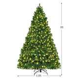 Pre-Lit 8 Feet PVC Artificial Christmas Tree with LED Lights-8 ft