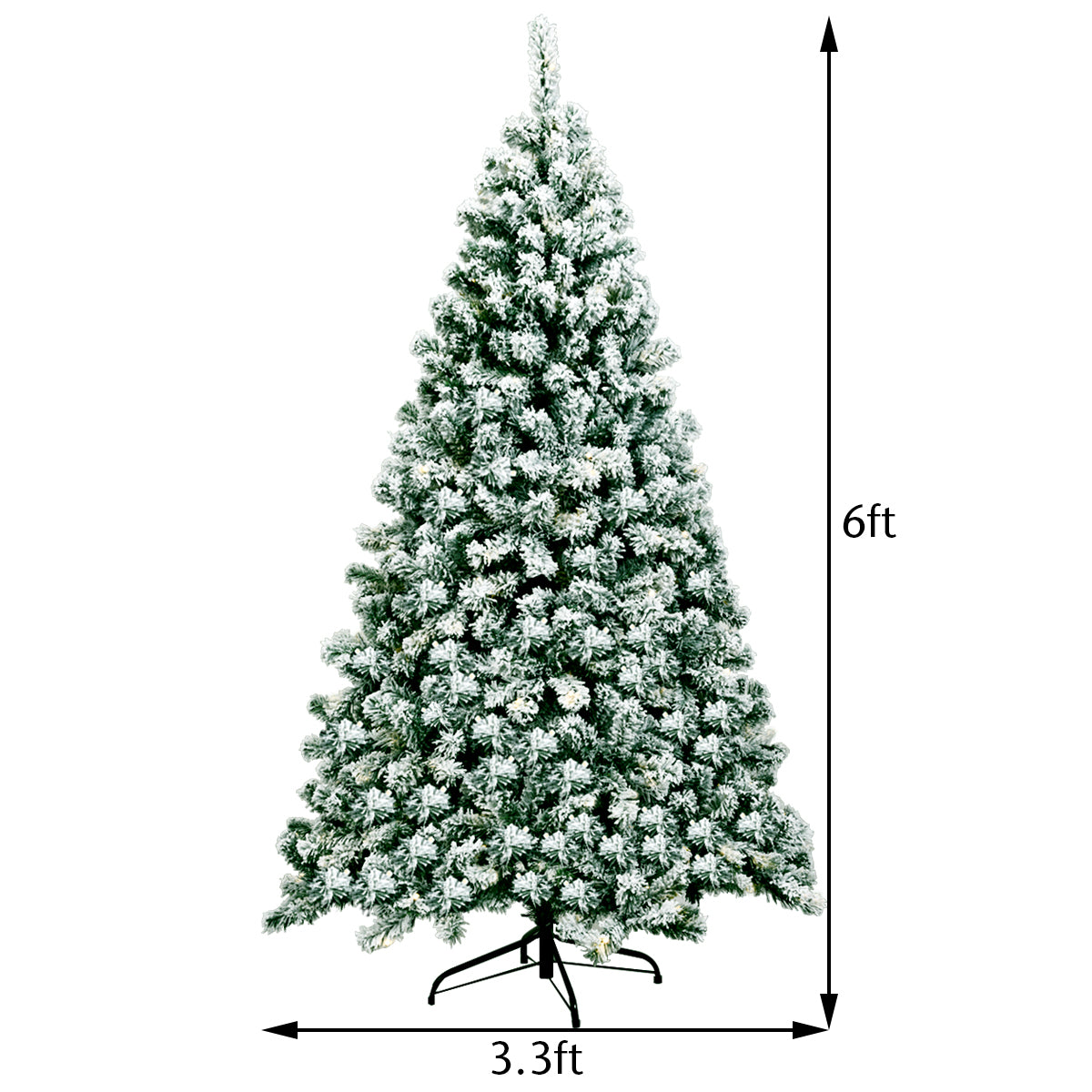 6 Feet Pre-Lit Premium Snow Flocked Hinged Artificial Christmas Tree