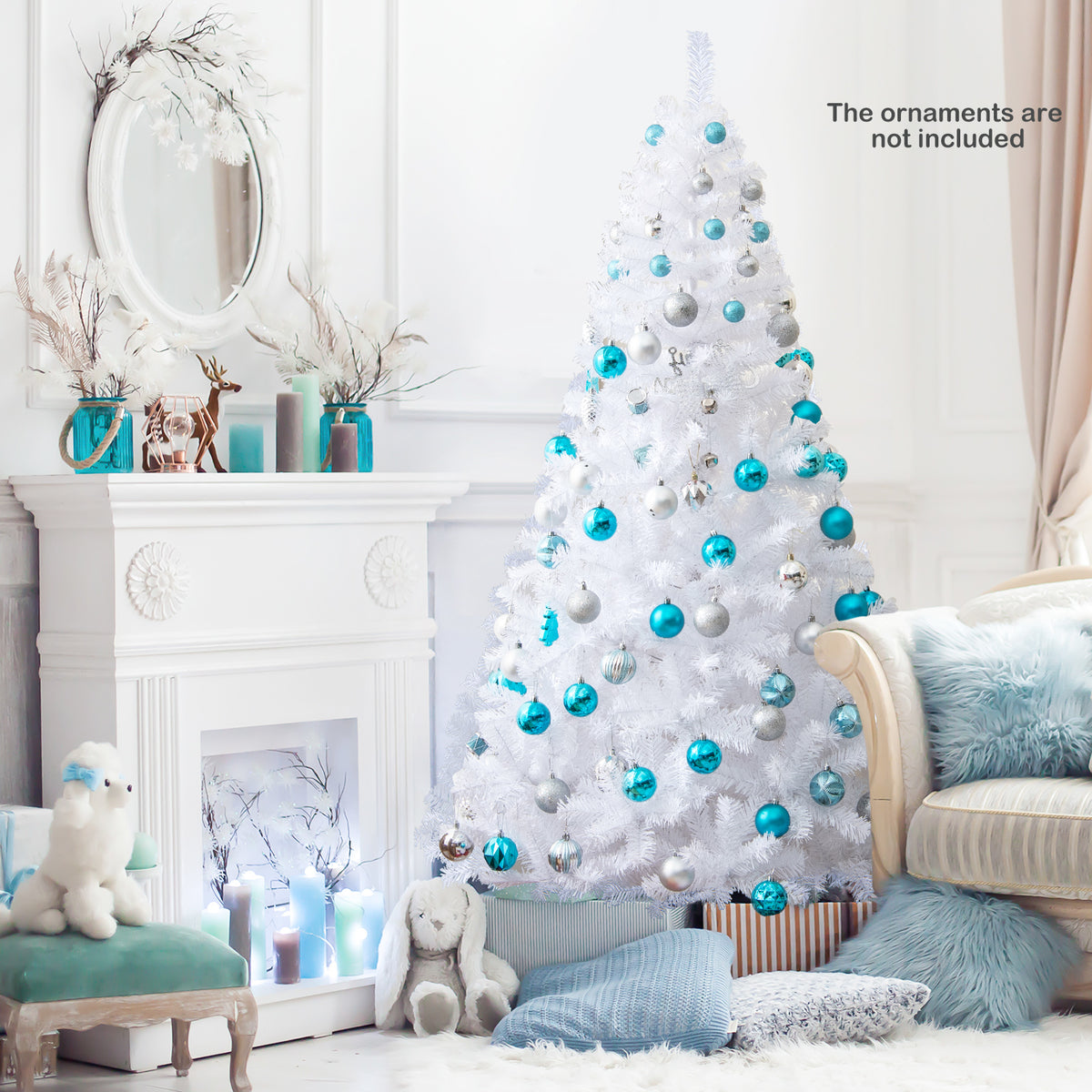 6 ft White Christmas Tree with Solid Metal Stand-6 ft - FINAL SALE