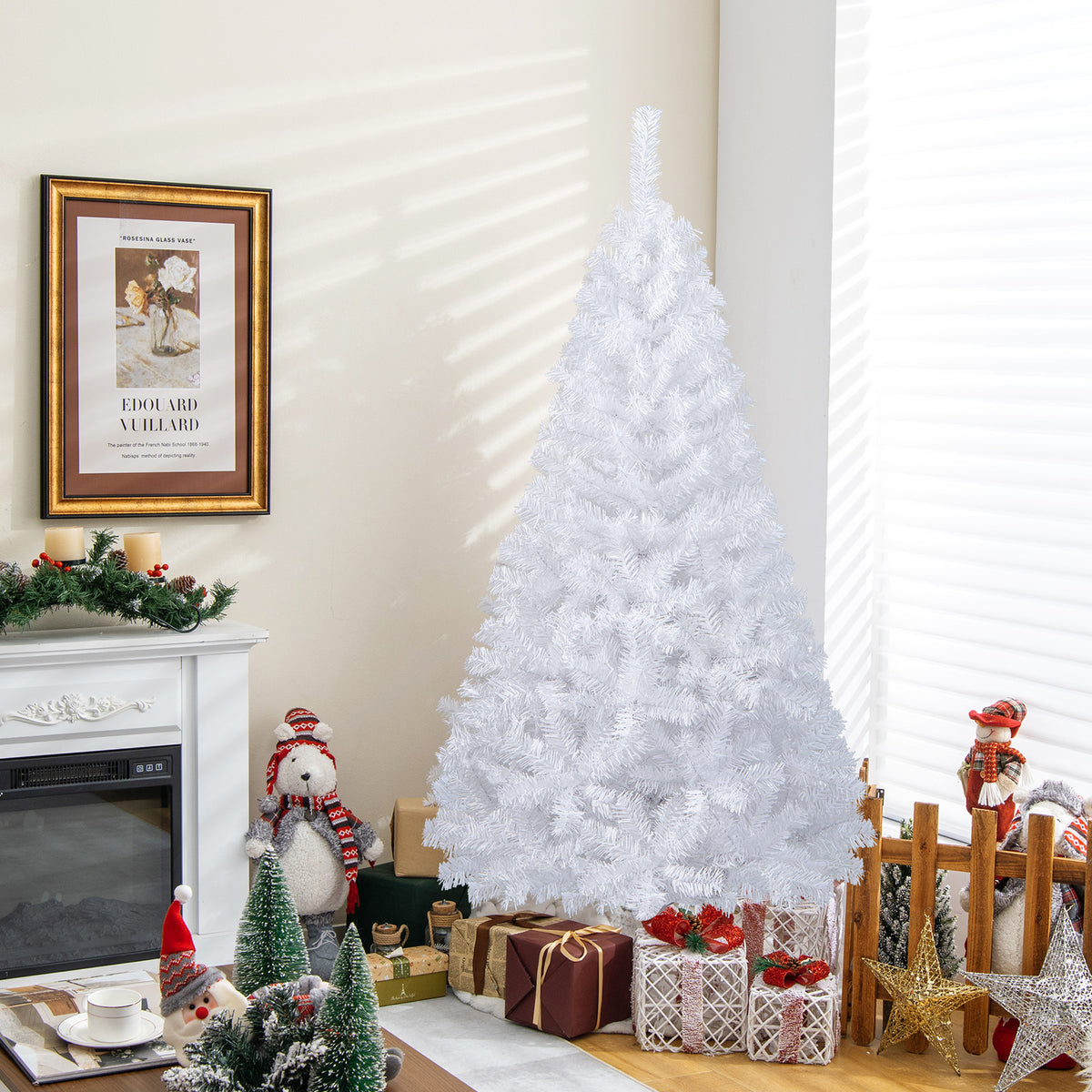 6 ft White Christmas Tree with Solid Metal Stand-6 ft - FINAL SALE