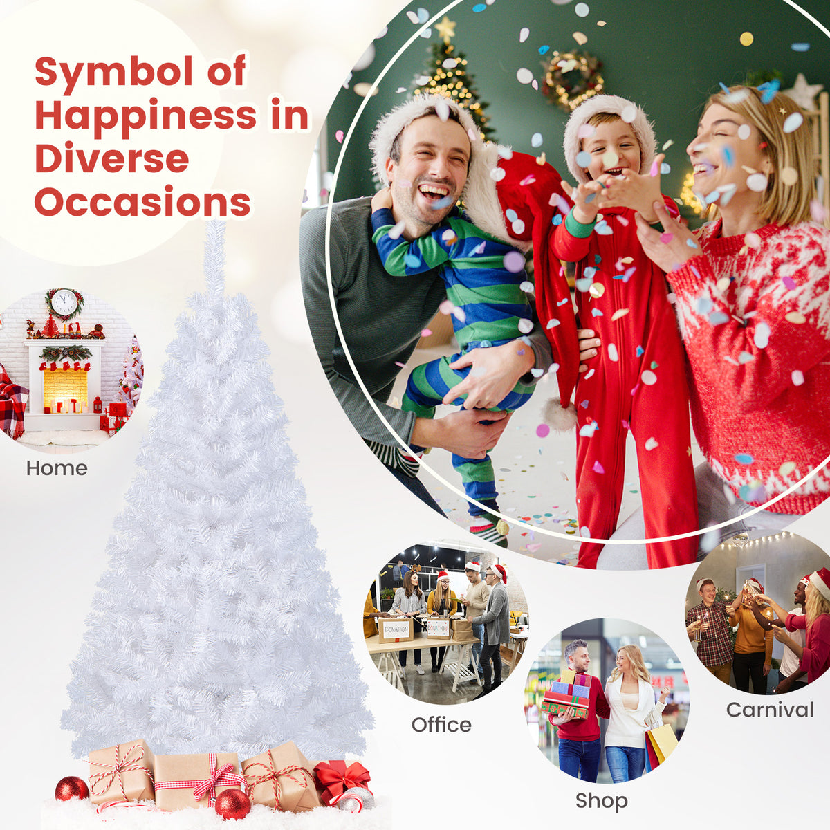 6 ft White Christmas Tree with Solid Metal Stand-6 ft - FINAL SALE