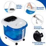 Portable All-In-One Heated Foot Bubble Spa Bath Motorized Massager-Blue and White