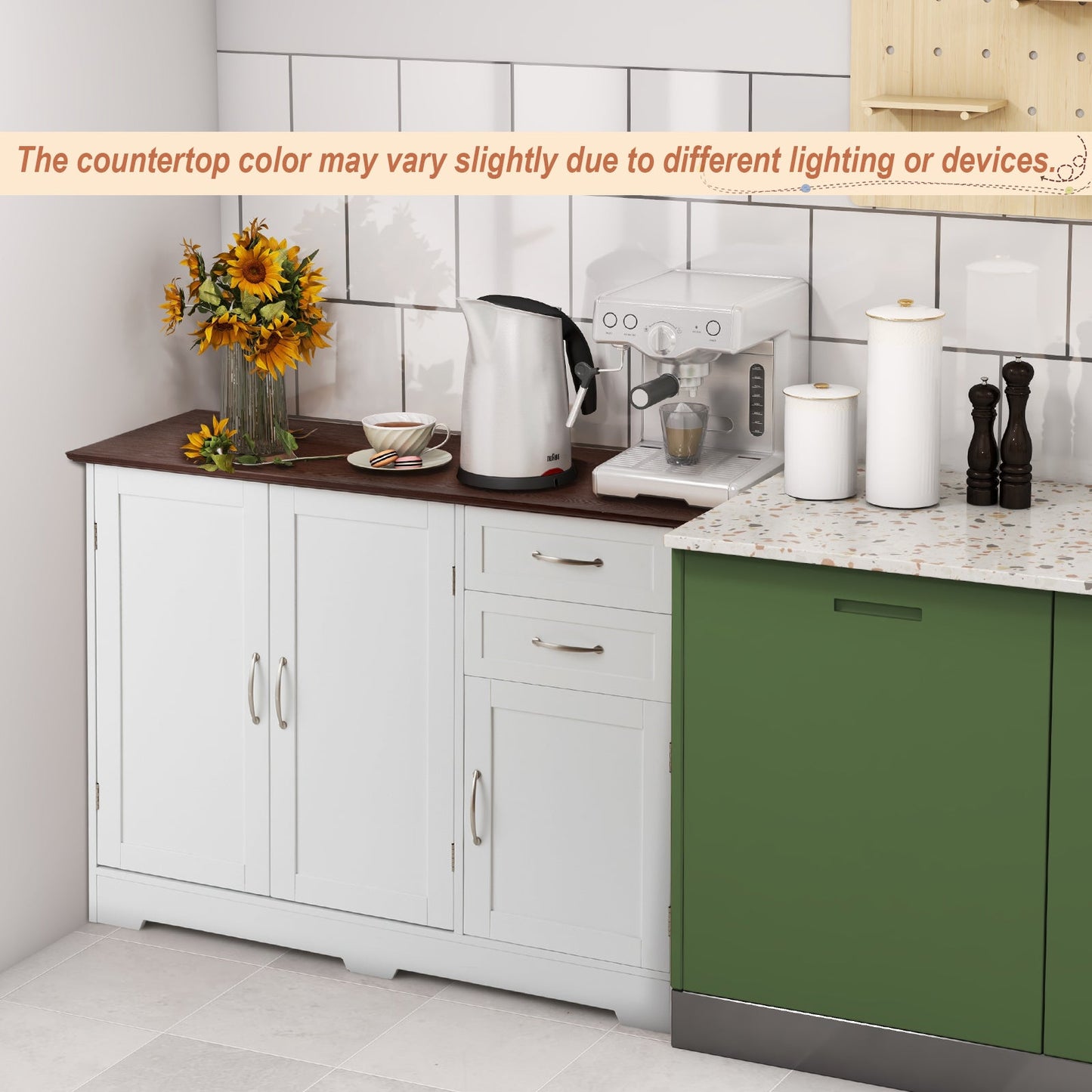 Buffet Storage Cabinet  Kitchen Sideboard with 2 Drawers-White