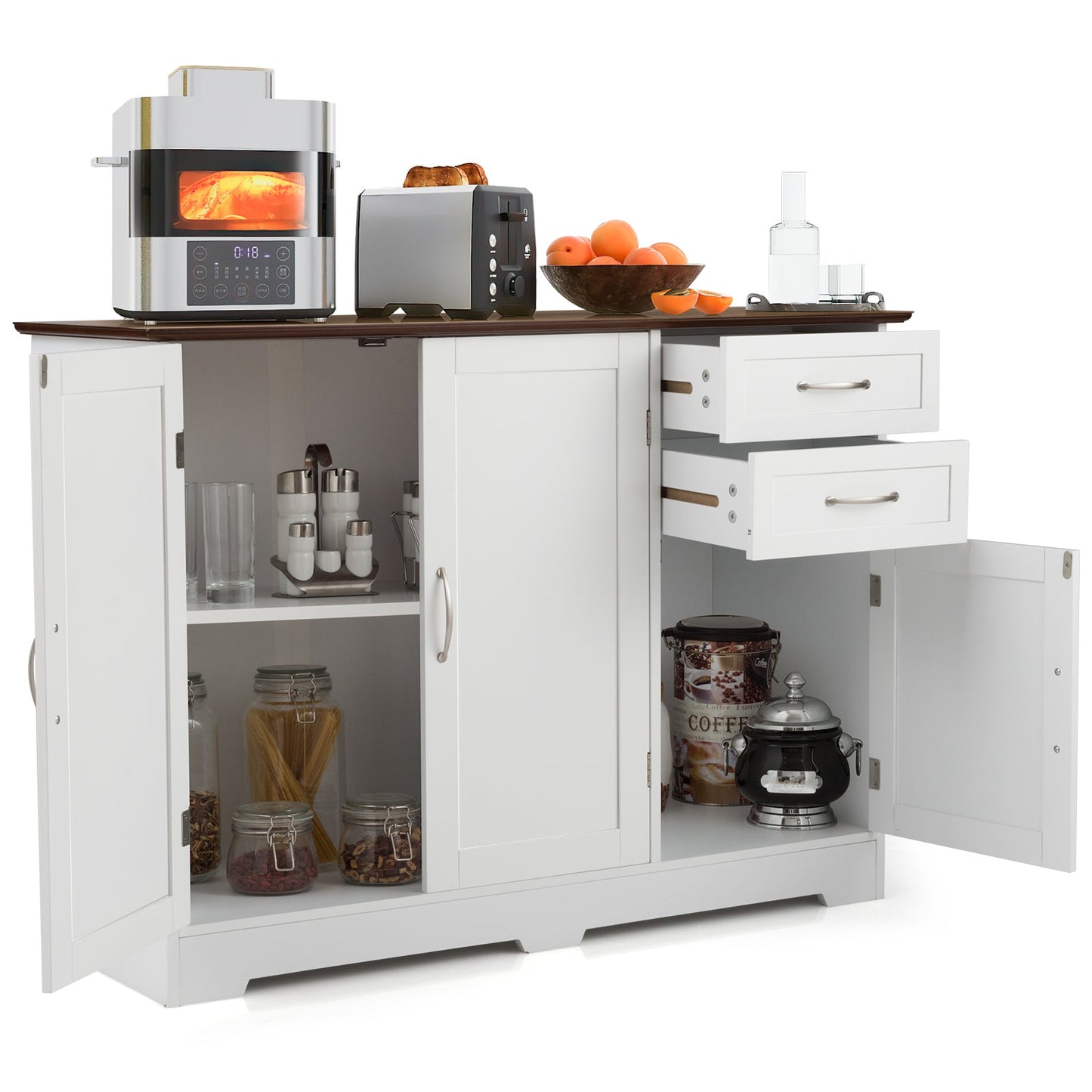 Buffet Storage Cabinet  Kitchen Sideboard with 2 Drawers-White
