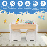 4-in-1 Wooden Activity Kids Table and Chairs with Storage and Detachable Blackboard-White, 1 Box, Unassembled