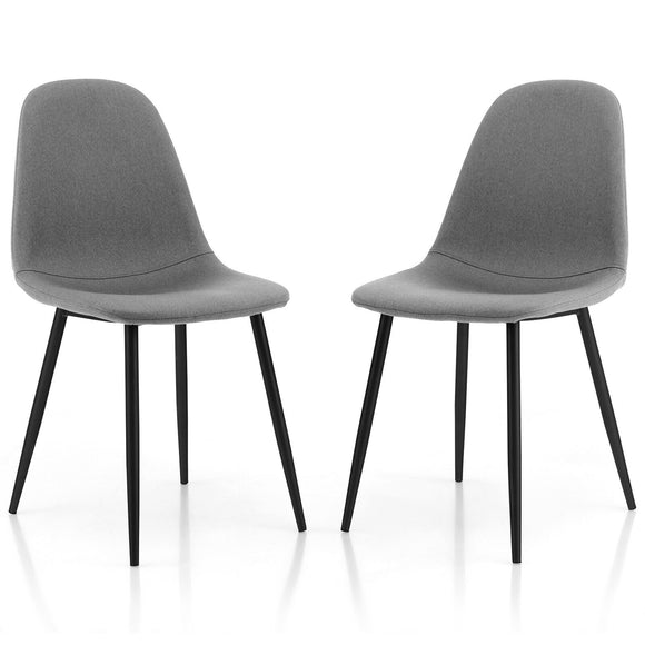 Dining Chairs Set of 2 with Black Metal Legs-Gray
