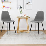 Dining Chairs Set of 2 with Black Metal Legs-Gray