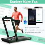 *SPECIAL* 4.75HP 2 In 1 Folding Treadmill with Remote APP Control-Green