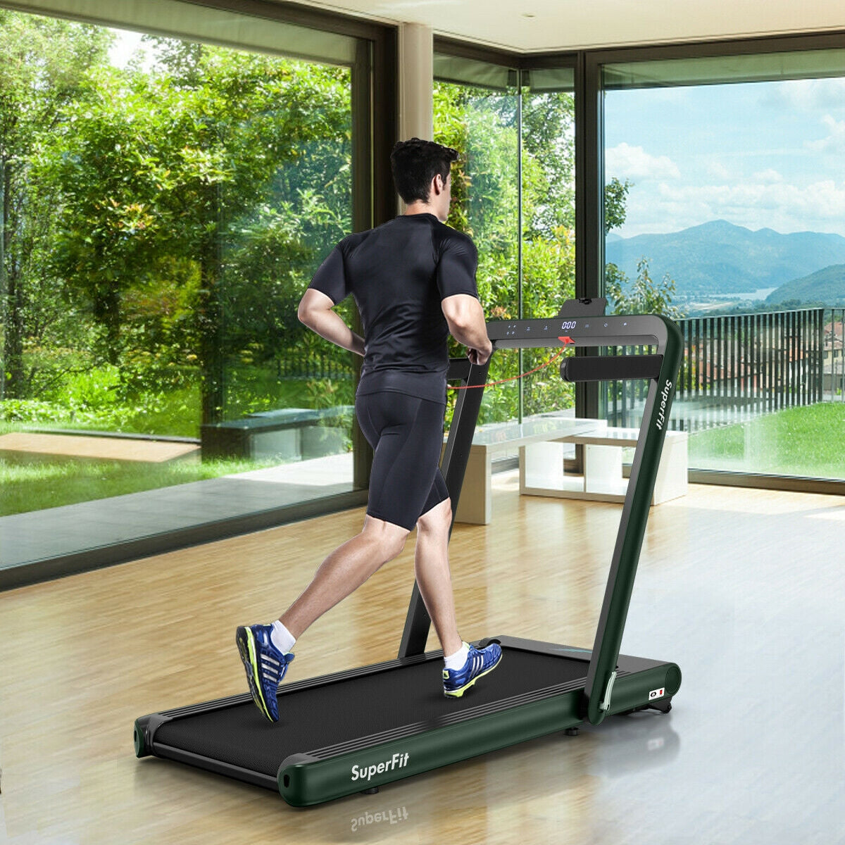 *SPECIAL* 4.75HP 2 In 1 Folding Treadmill with Remote APP Control-Green (I Box)