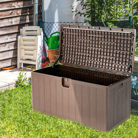 105 Gallon All Weather Large Deck Box Lockable Storage Container