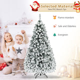 Pre-Lit Premium Snow Flocked Hinged Artificial Christmas Tree-6ft